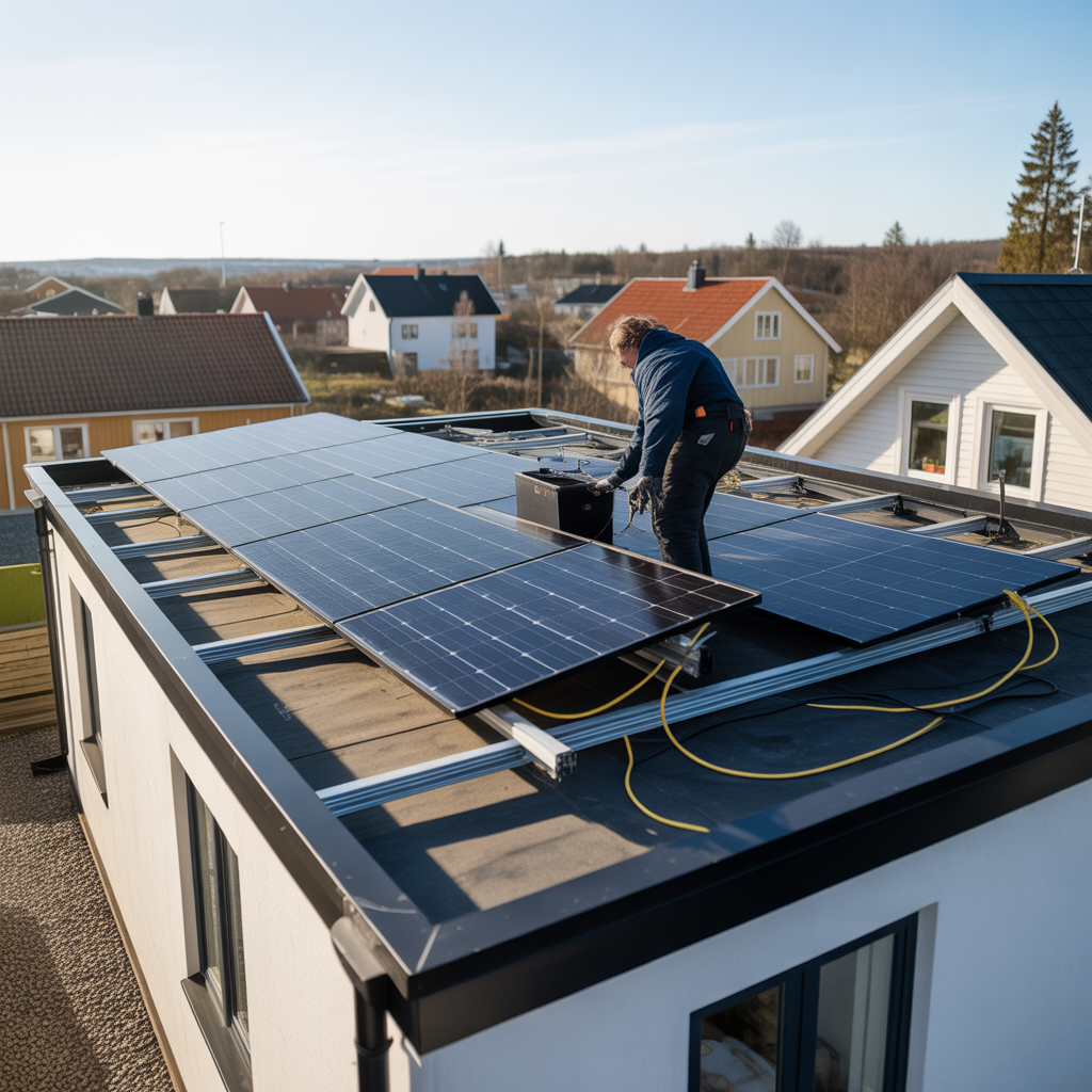 2.Sa installerar du solceller pa ett platt tak